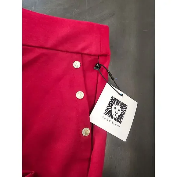 New NWT Ann Klein Scarlett Red Size XL trouser pants straight leg 30" inseam - Picture 2 of 2